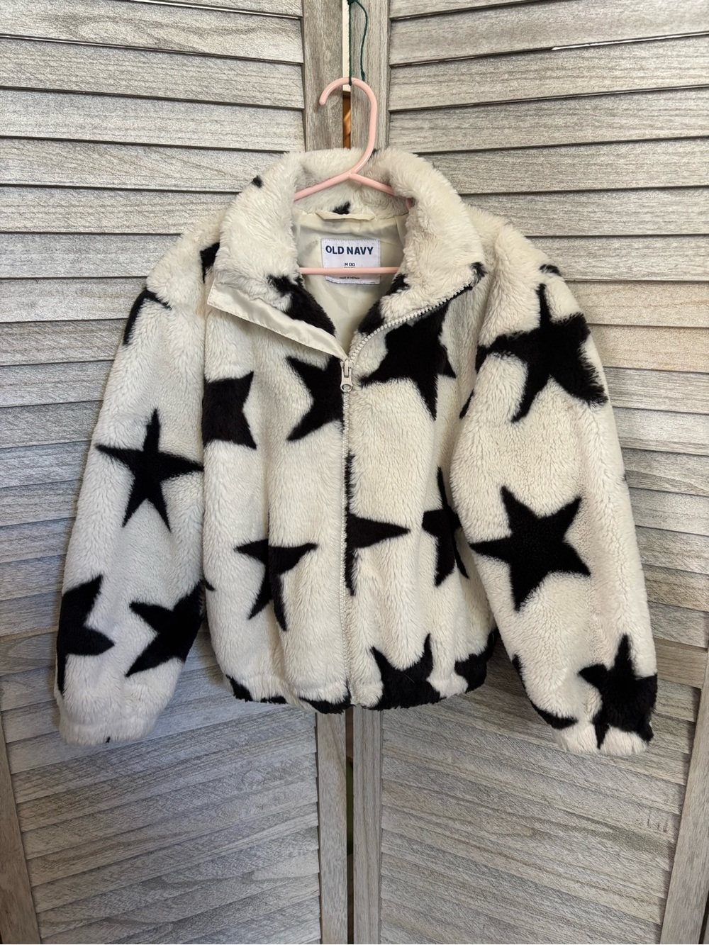Toddler OLD NAVY “Big Stars” Fuzzy Plush Sherpa Fleece Loose Bomber Jacket 8T